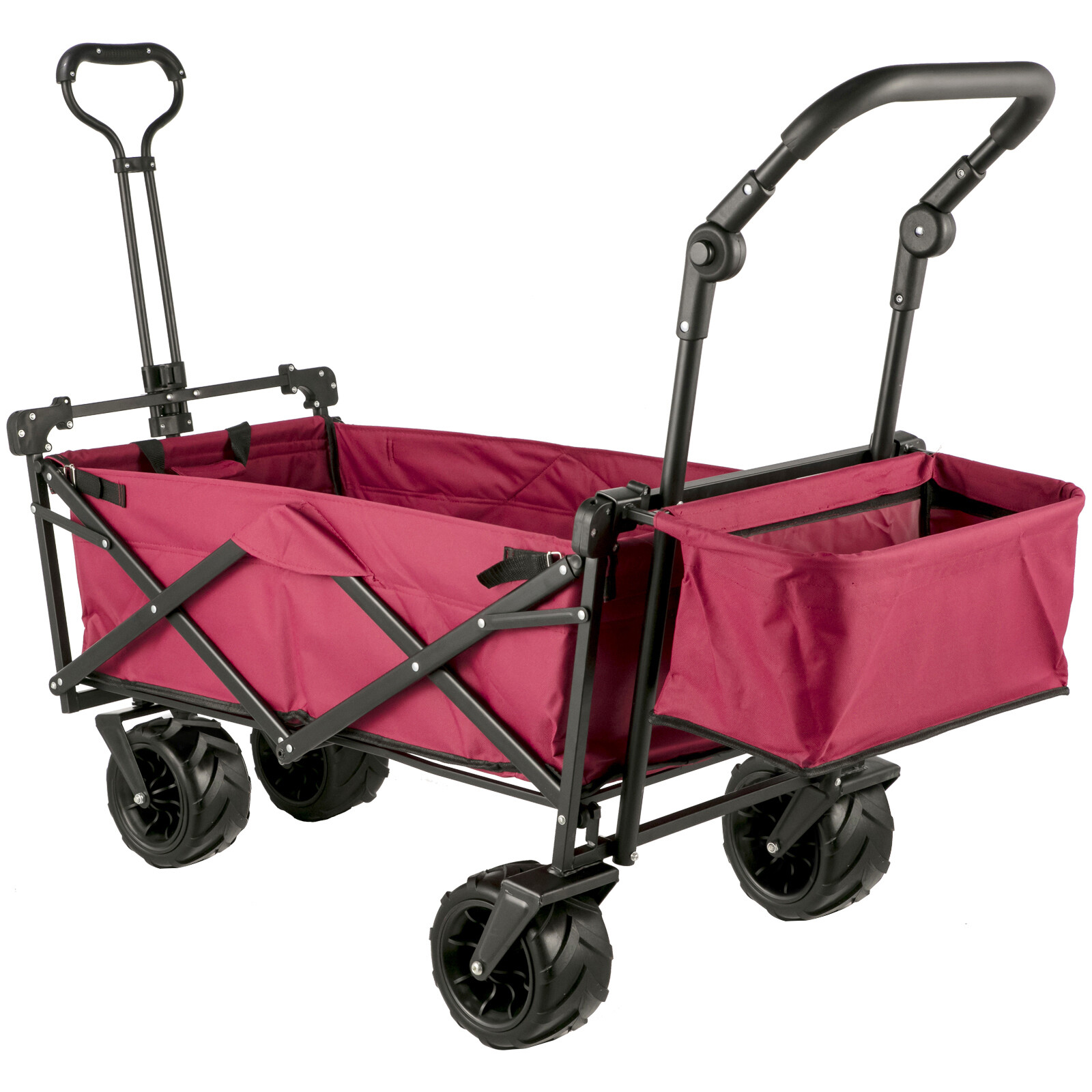 VEVOR Folding Wagon Cart Collapsible Garden Cart w/Canopy 220lbs Capacity Beach