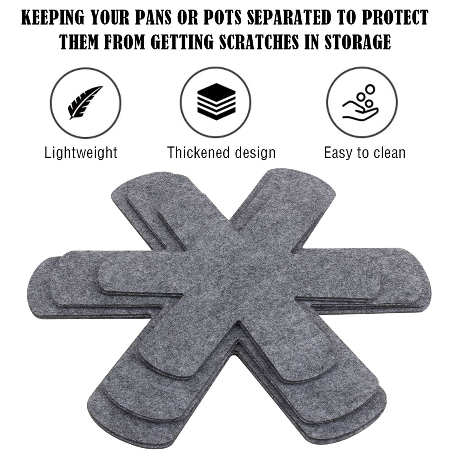 12x Pot Pan Protectors, 3 Sizes of Felt Pan and Pan Separator Pads, Anti-Scratch