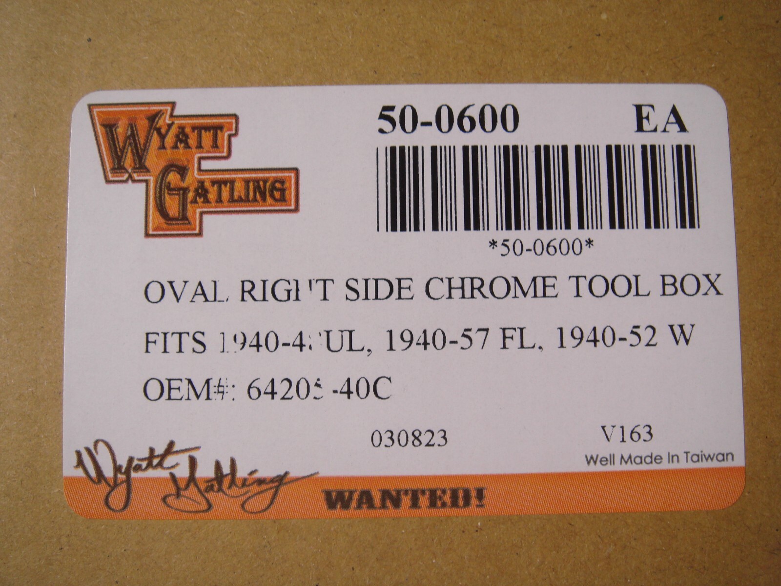 Harley Tool Box UL FL W Chrome Oval for 1940-1957 Right Side V-Twin 50-0600 X5