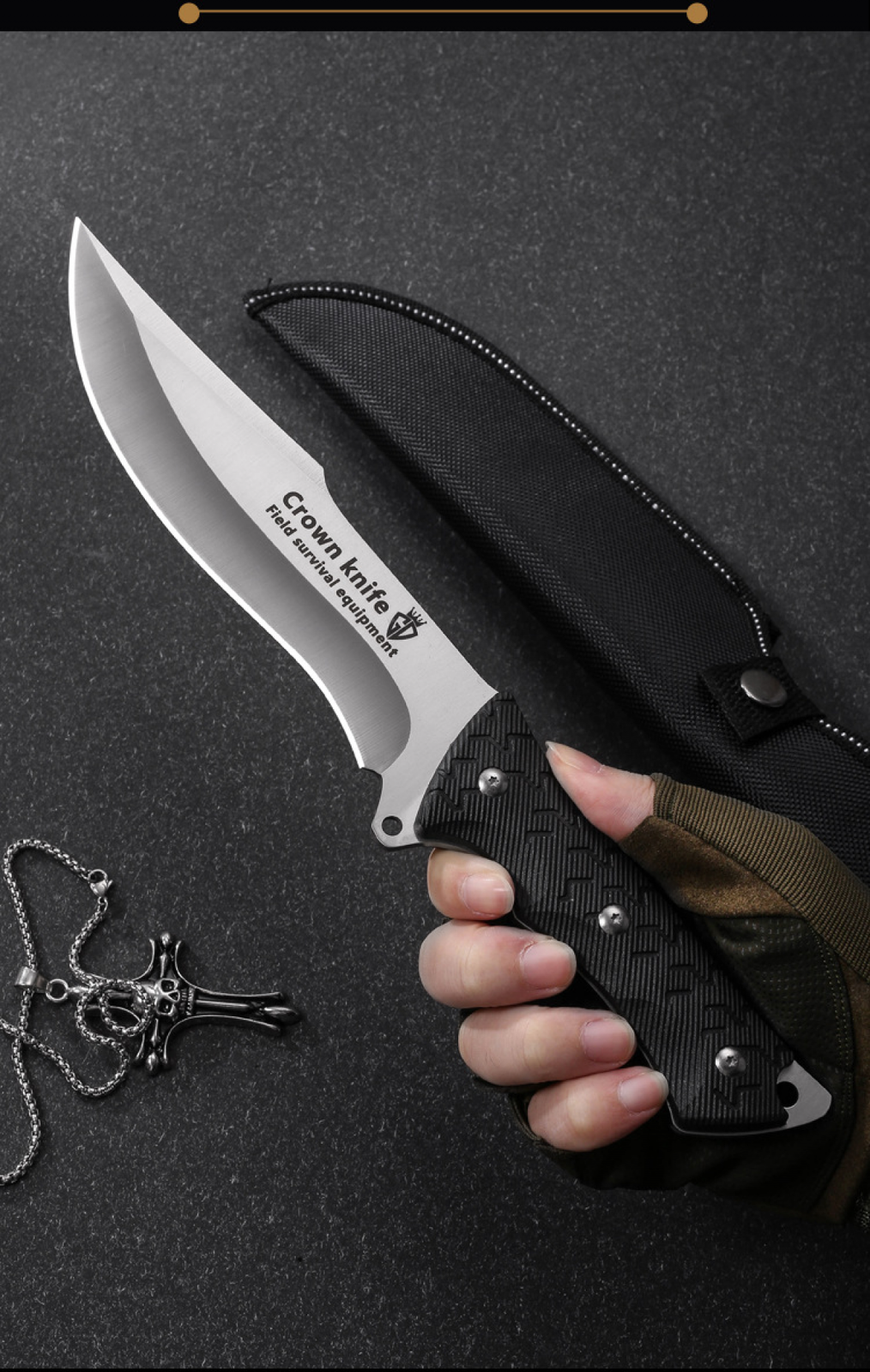 8.85 inch Survival Military Bowie Sharp Fixed Blade Knife Outdoor Skinning knife