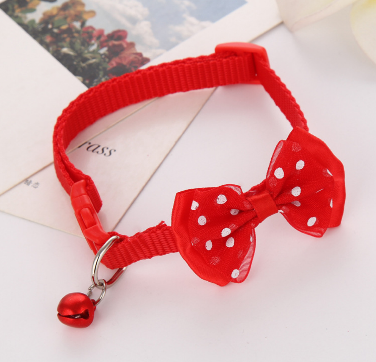 Nylon Cat Cute Collar with Bell bow tie for Cat Kitten puppy adjustable