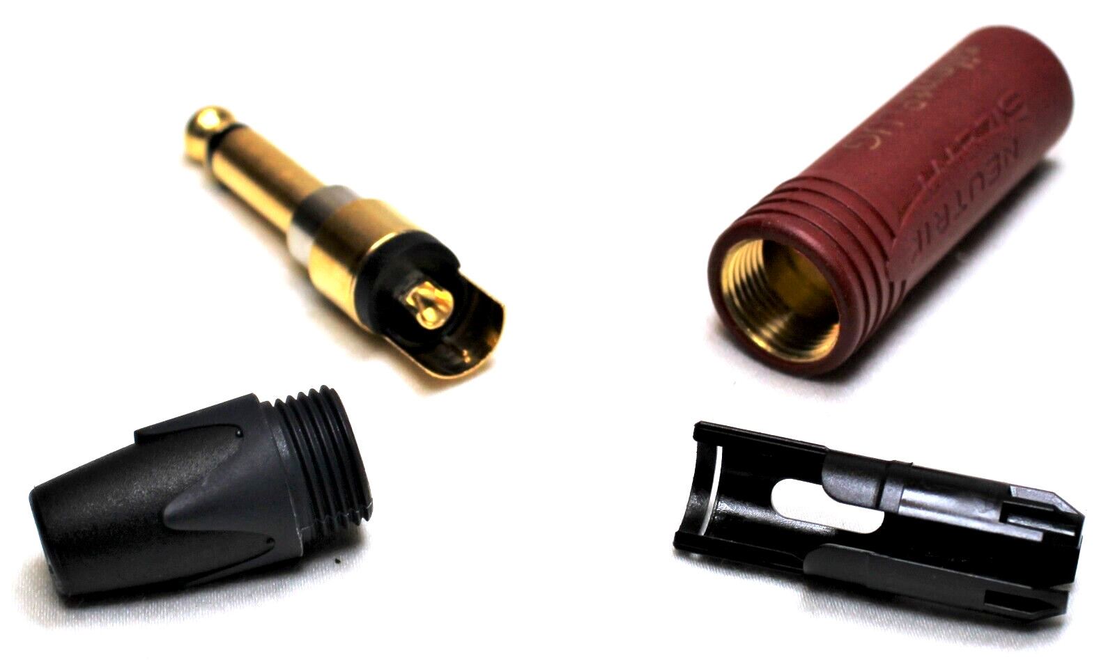 (2) Genuine NEUTRIK NP2X-AU-SILENT 1/4" Phone Plug Gold Contacts & Red Shell