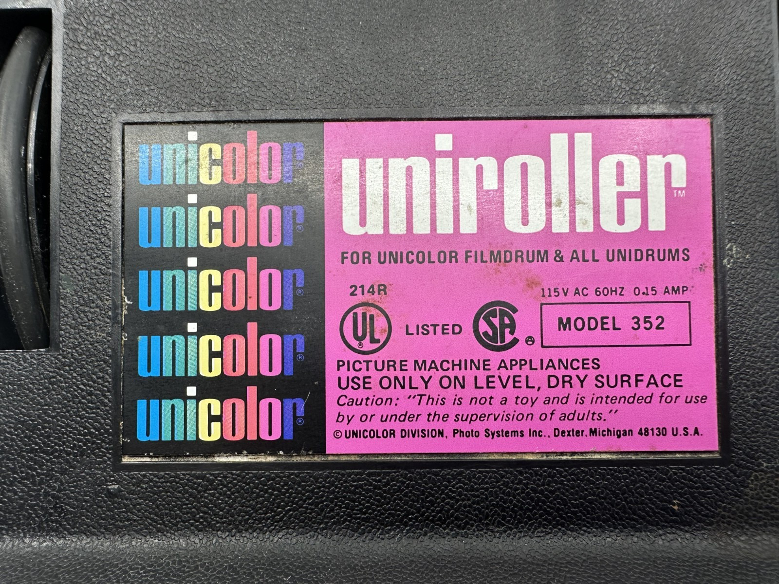 Unicolor Uniroller 352 Film Rotary Drum Roller Processing Darkroom For Unidrums
