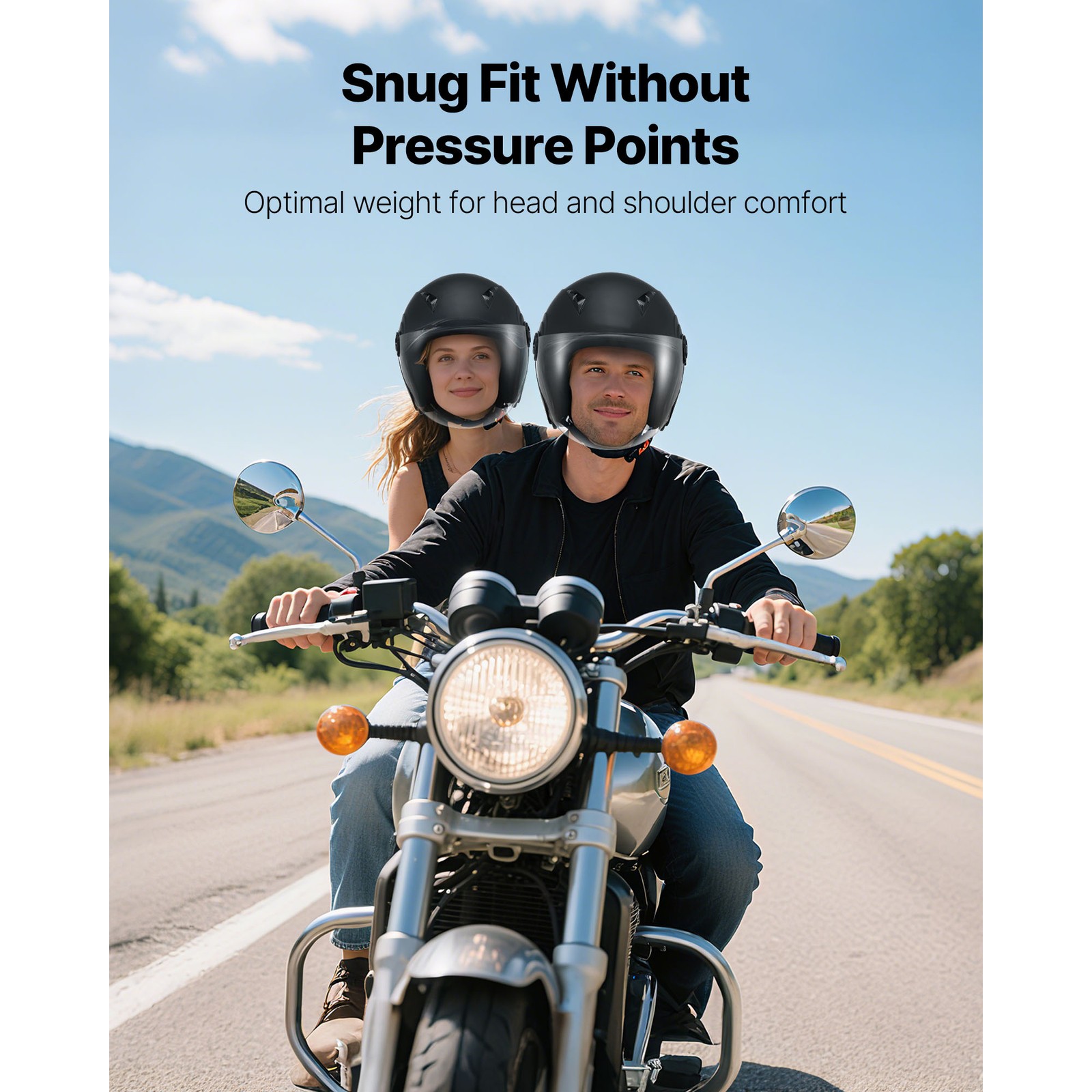 Uimoso Adult Motorcycle 3/4 Open Face Helmet DOT Approved Size L Black