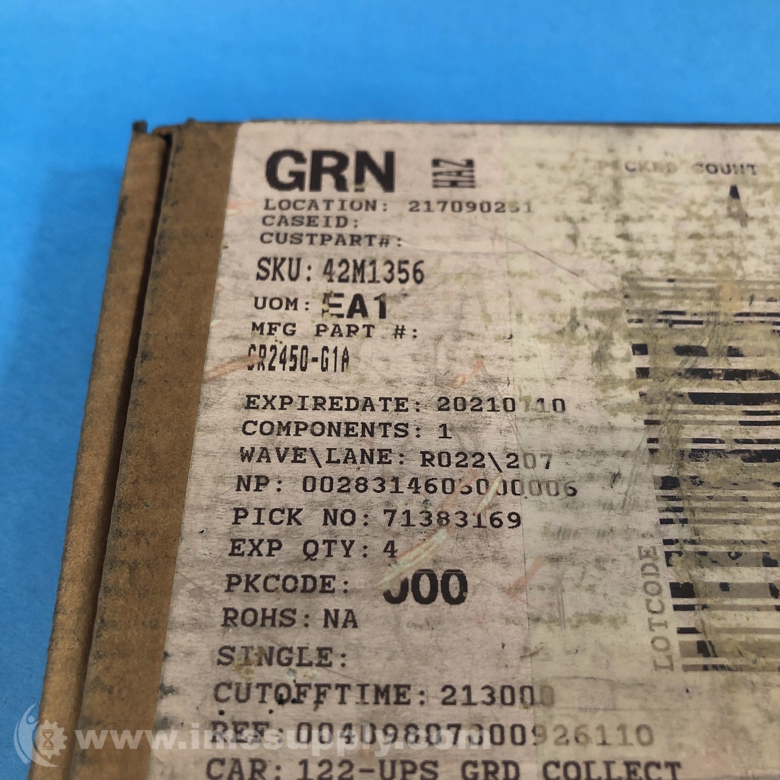 Panasonic CR2450-G1A Box of 4 Batteries, 3 V, Coin Cell, Lithium FNOB