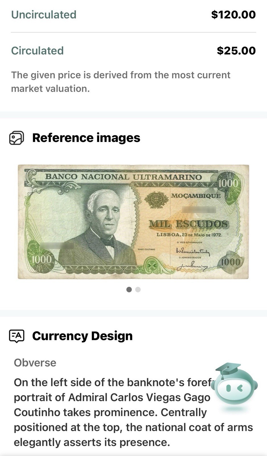 Aviation Large Mozambique Currency *UNC* sequential 1000 Escudos 1972 Banknote