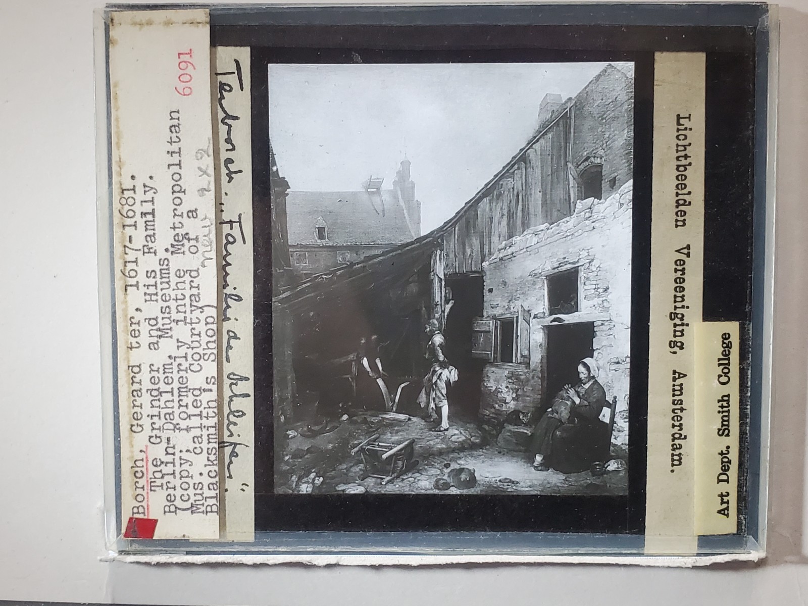 The Grinder And His Family, Gerard Ter Borch, Magic Lantern Glass Slide