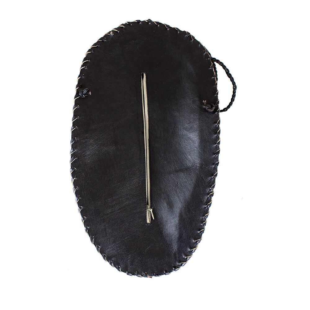 Black Leather Purse - Mask Design | Original African Leather Bag