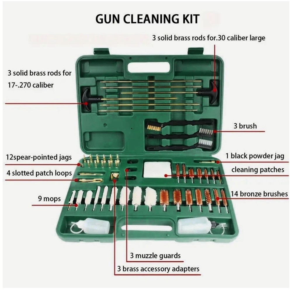 Gun Cleaning Kit Universal Rifle Pistol Shotgun Handgun Firearm with Case