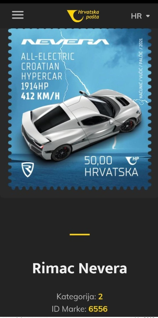 Croatia 2021,RIMAC NEVERA,COMPLETE SET of 5 motives , Unusual