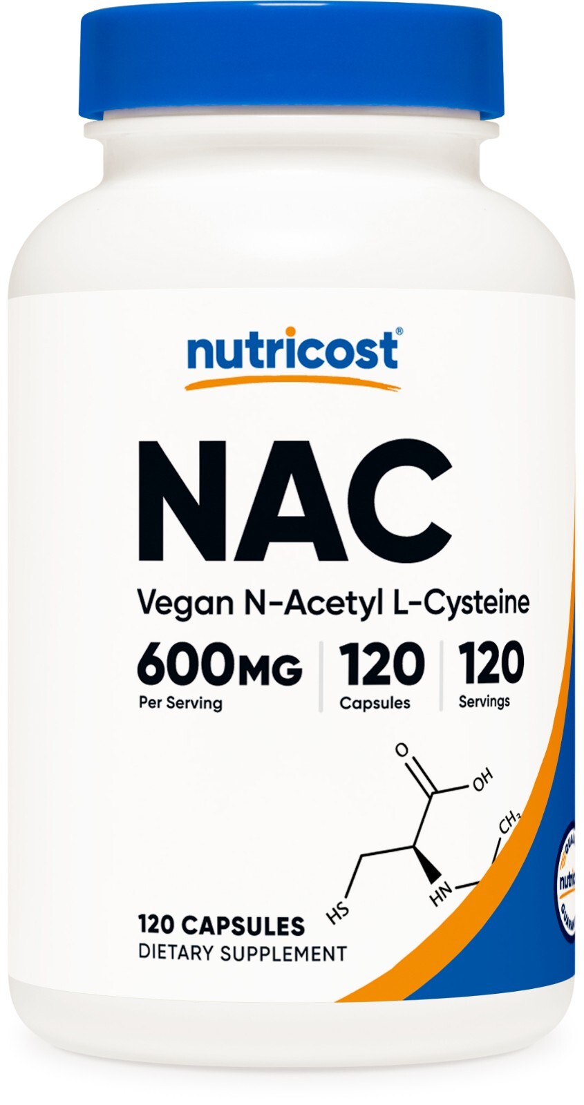 Nutricost N-Acetyl L-Cysteine (NAC) 600mg, 120 Vegan Capsules - Non-GMO
