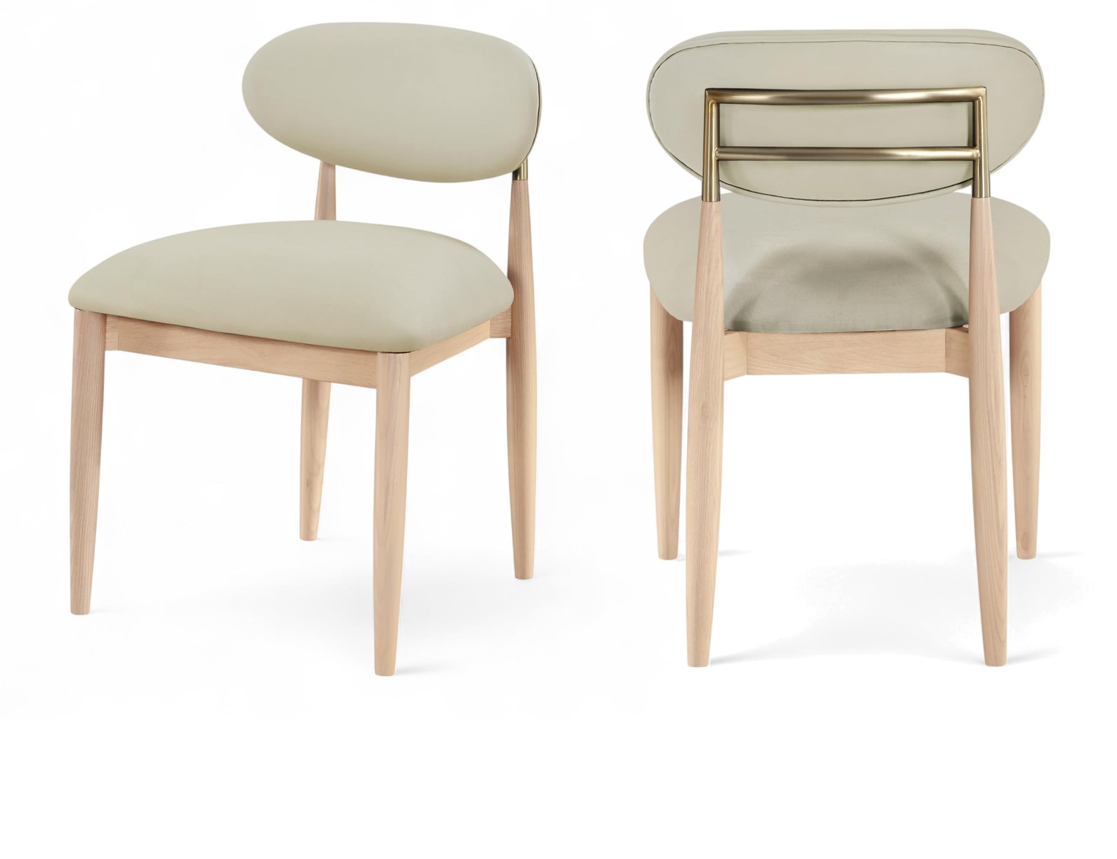 Meridian Furniture Riccio Taupe Vegan Leather Dining Side Chair (Set of 2) -m