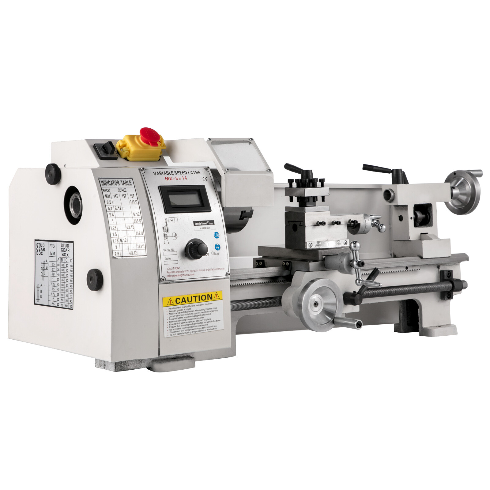Mini Metal Lathe 8"x14" Metalworking Machine Variable Speed 2250 RPM 600W 110V