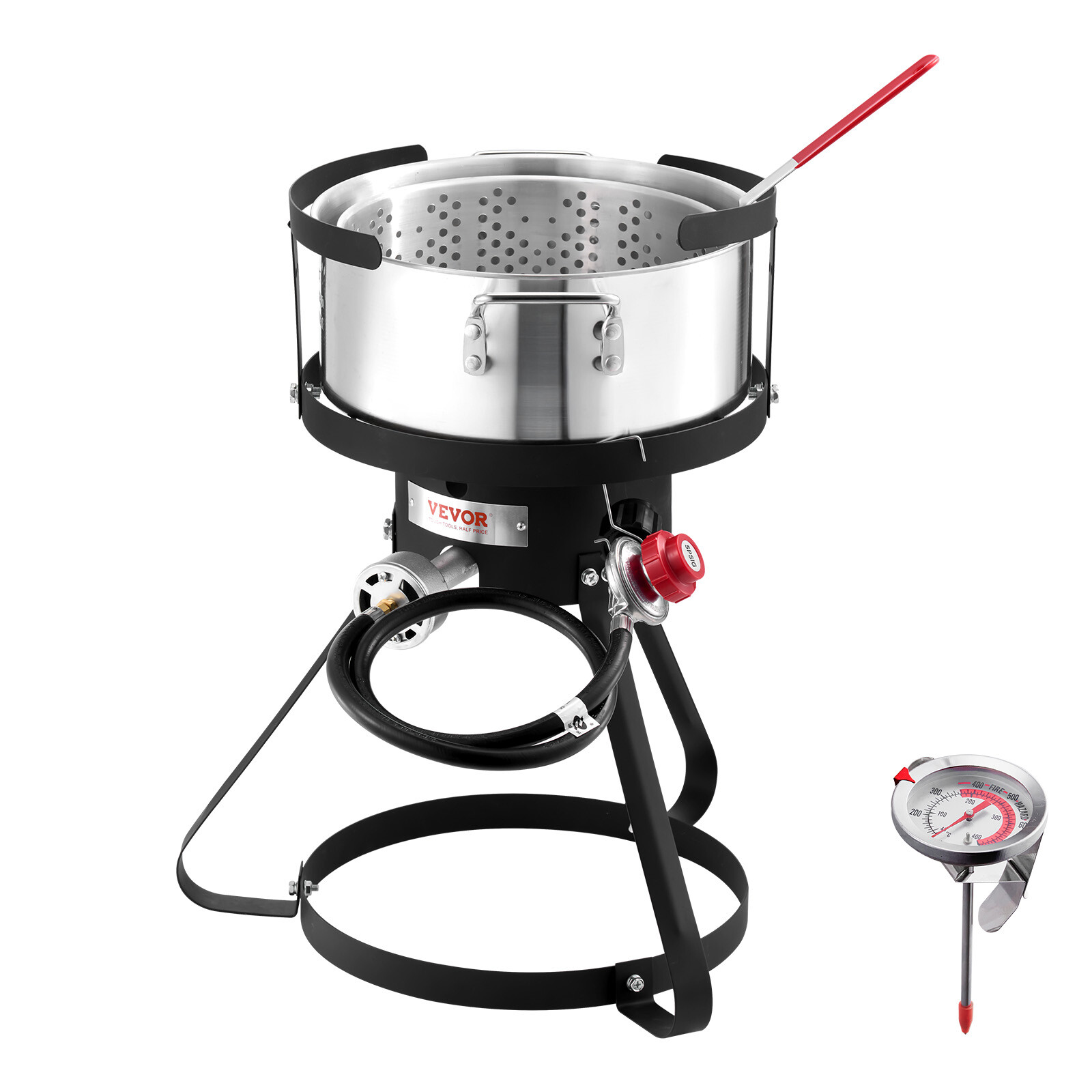 Outdoor Propane Deep Fryer w/ 10Qt Fryer Pot Strainer Basket Aluminum Pot