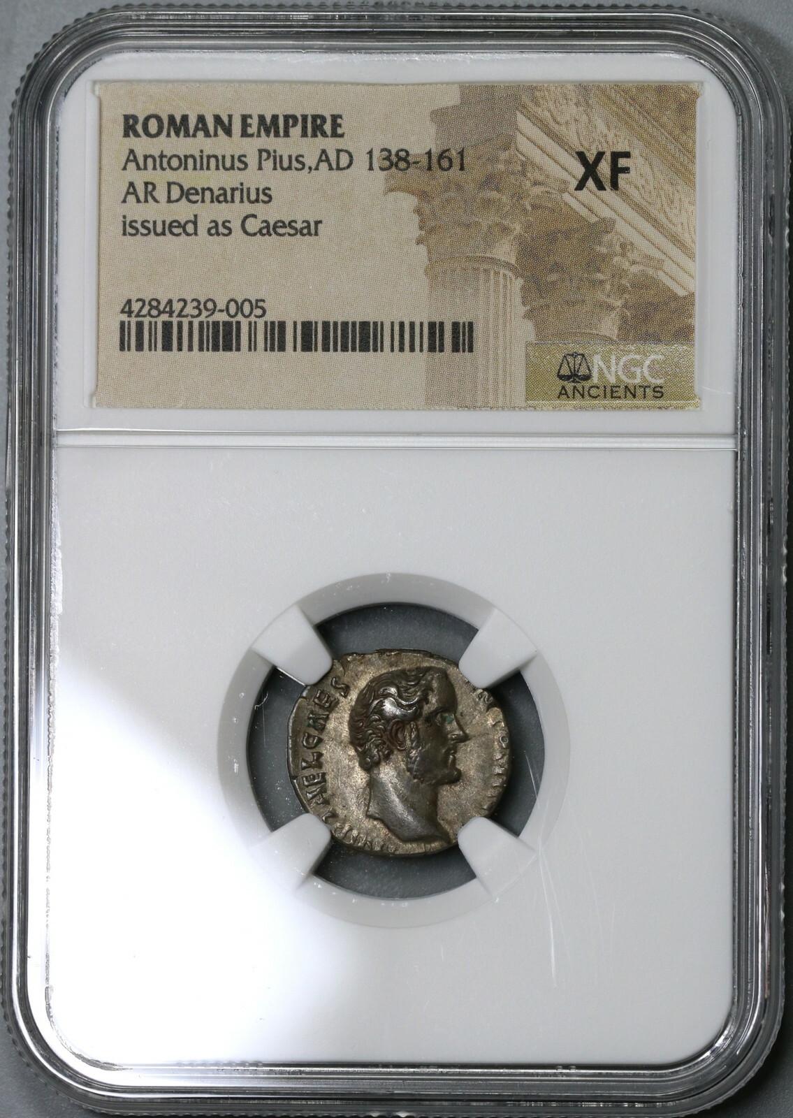 138 NGC XF Caesar Antoninus Pius Roman Empire Denarius Rare Concordia (19063005C