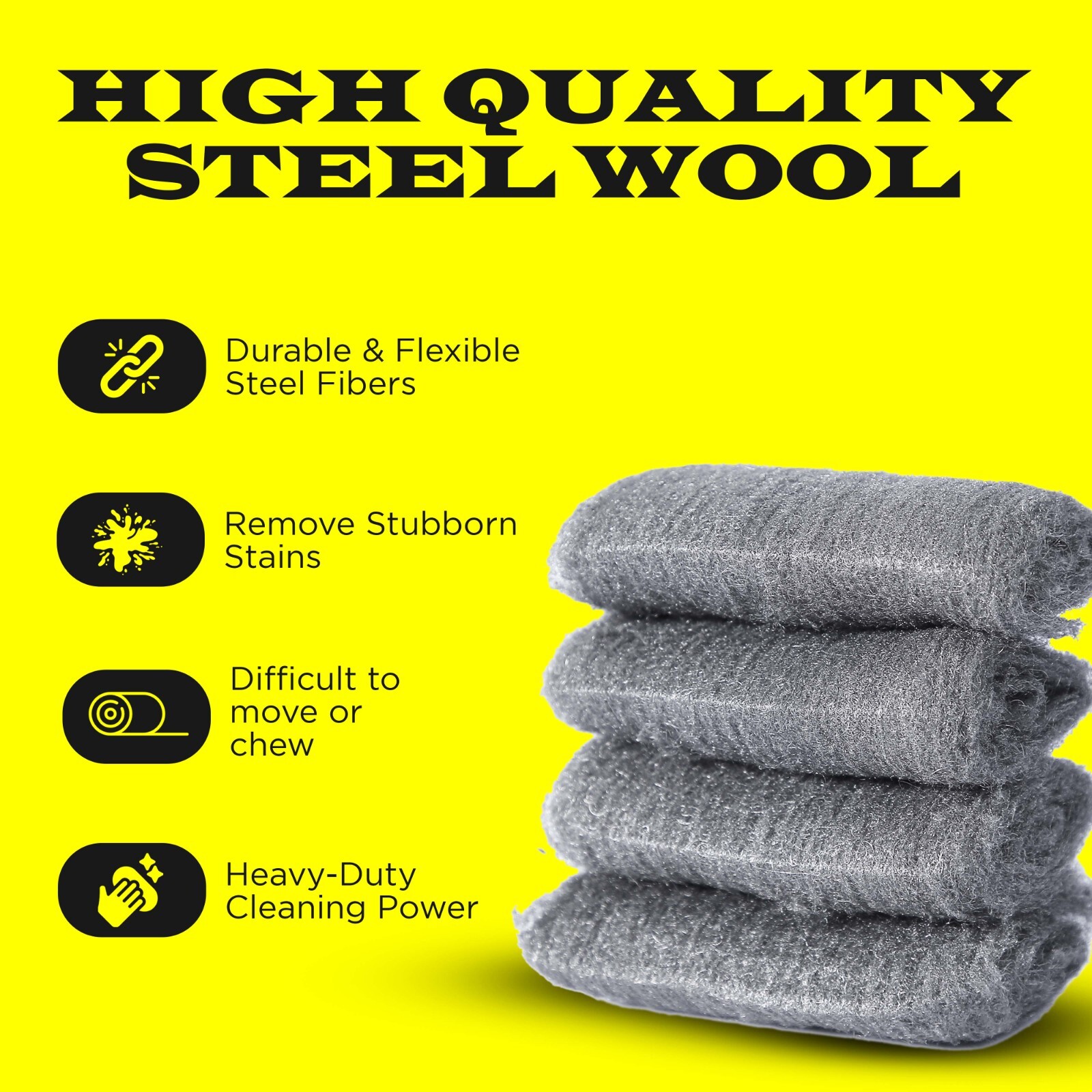 Steel Wool Grade 0000 - 16 pcs Finest Grade for Furniture Cleaning, Mice Control