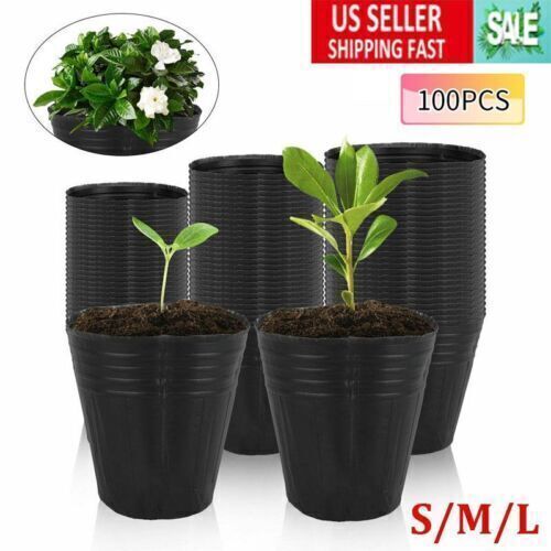 100 Plastic Plant Nursery Seed Starting Pots for Succulent Seedling Garden S M L