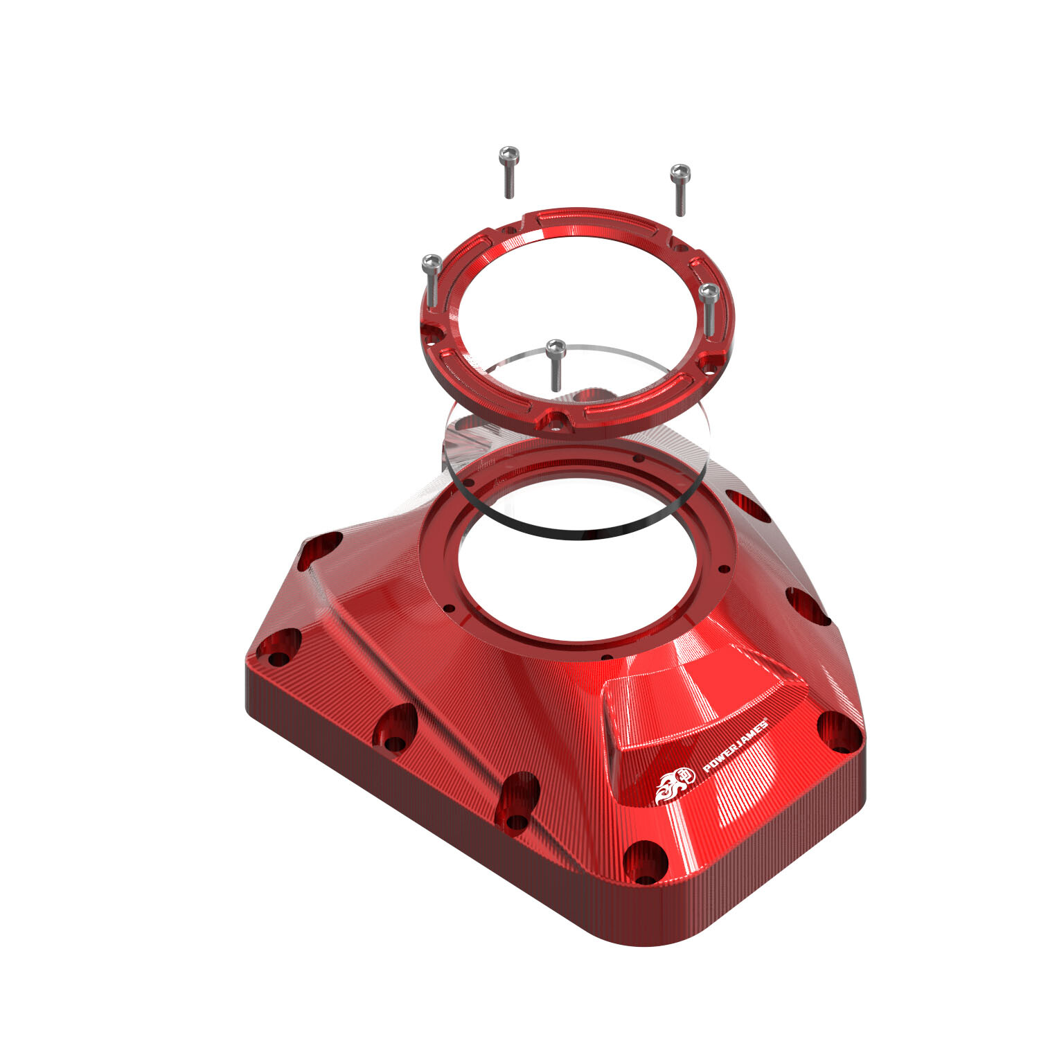 Red Transparent Camshaft Cover for Harley 01-17 Softail Dyna, 01-16 Touring FLH