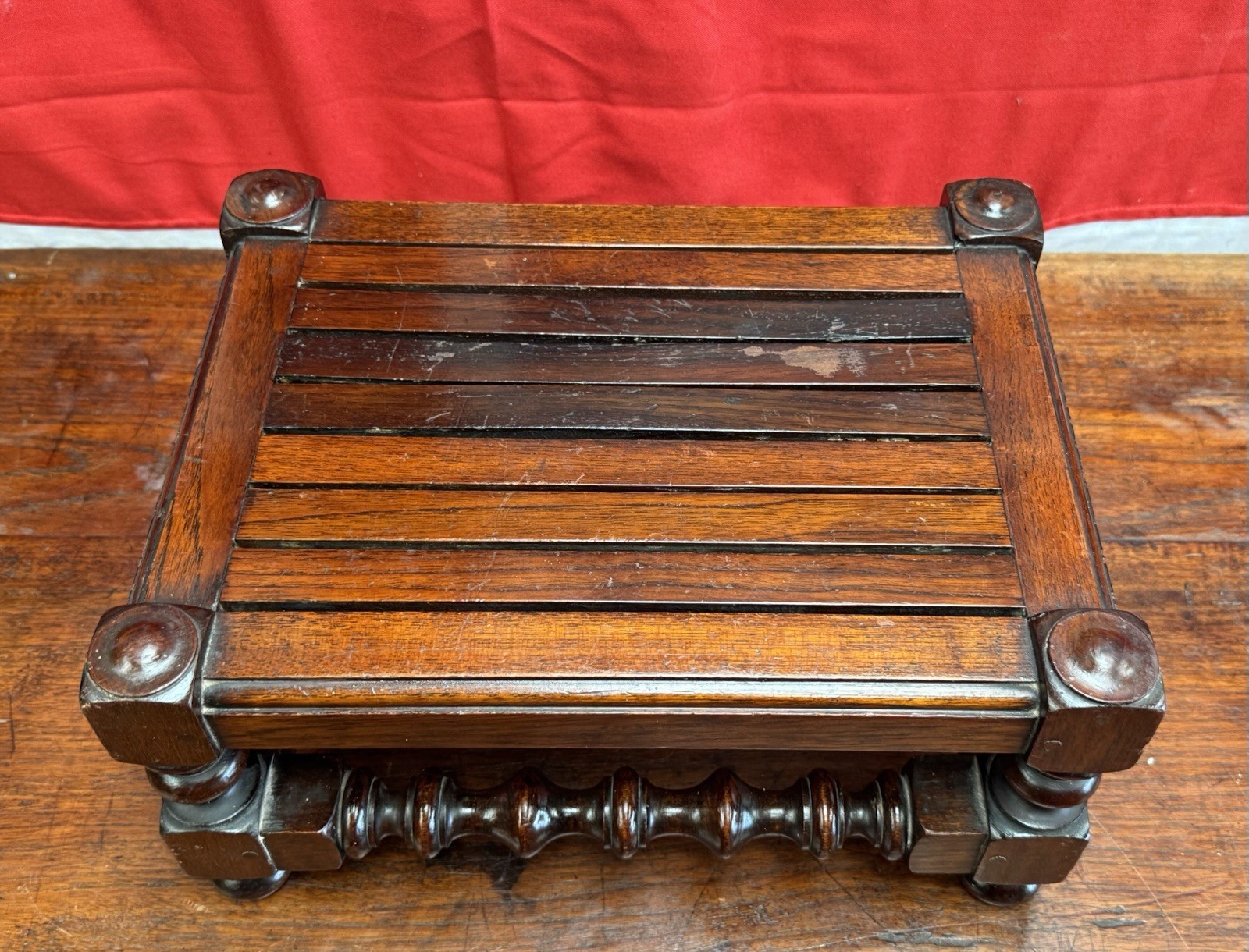 Handcrafted Royal Navy Footstool from Salvaged Timber off HMS Britannia