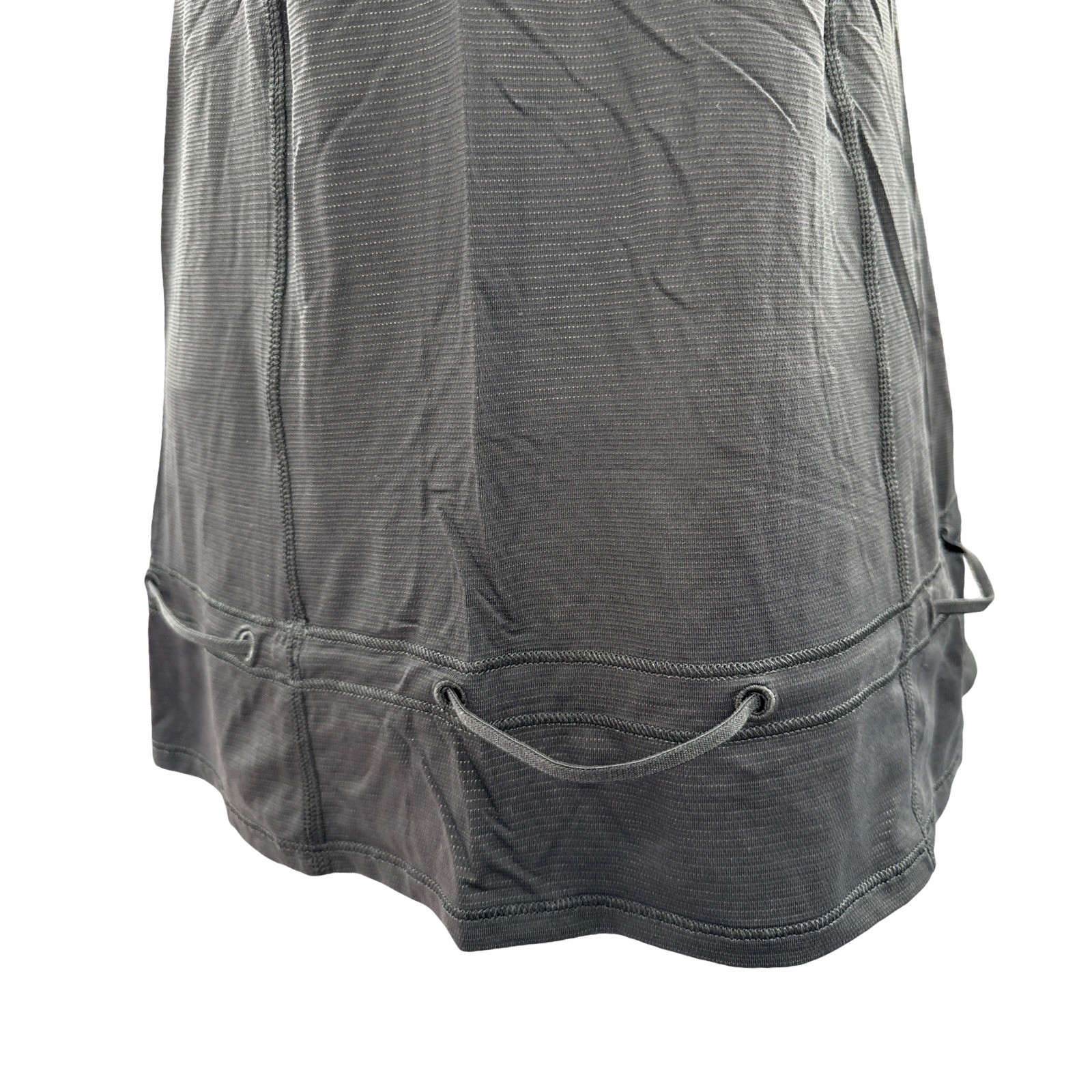 Lululemon Black Long Athletic Tank Top Size 4 Built In Bra Drawstring Hem