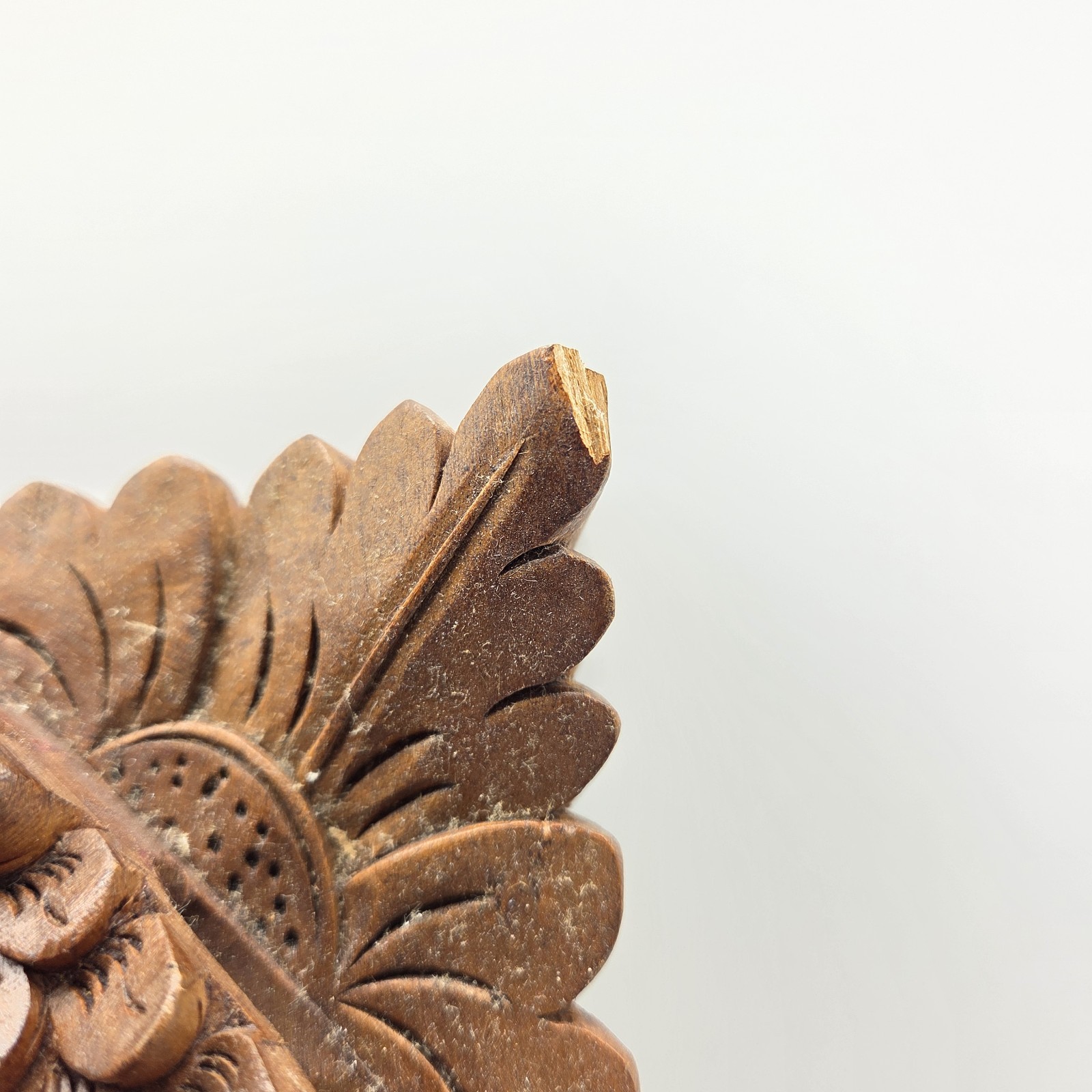 Balinese Bali Hand Carved Wood Relief Wall Art Dancers Floral 12"x11" Vintage