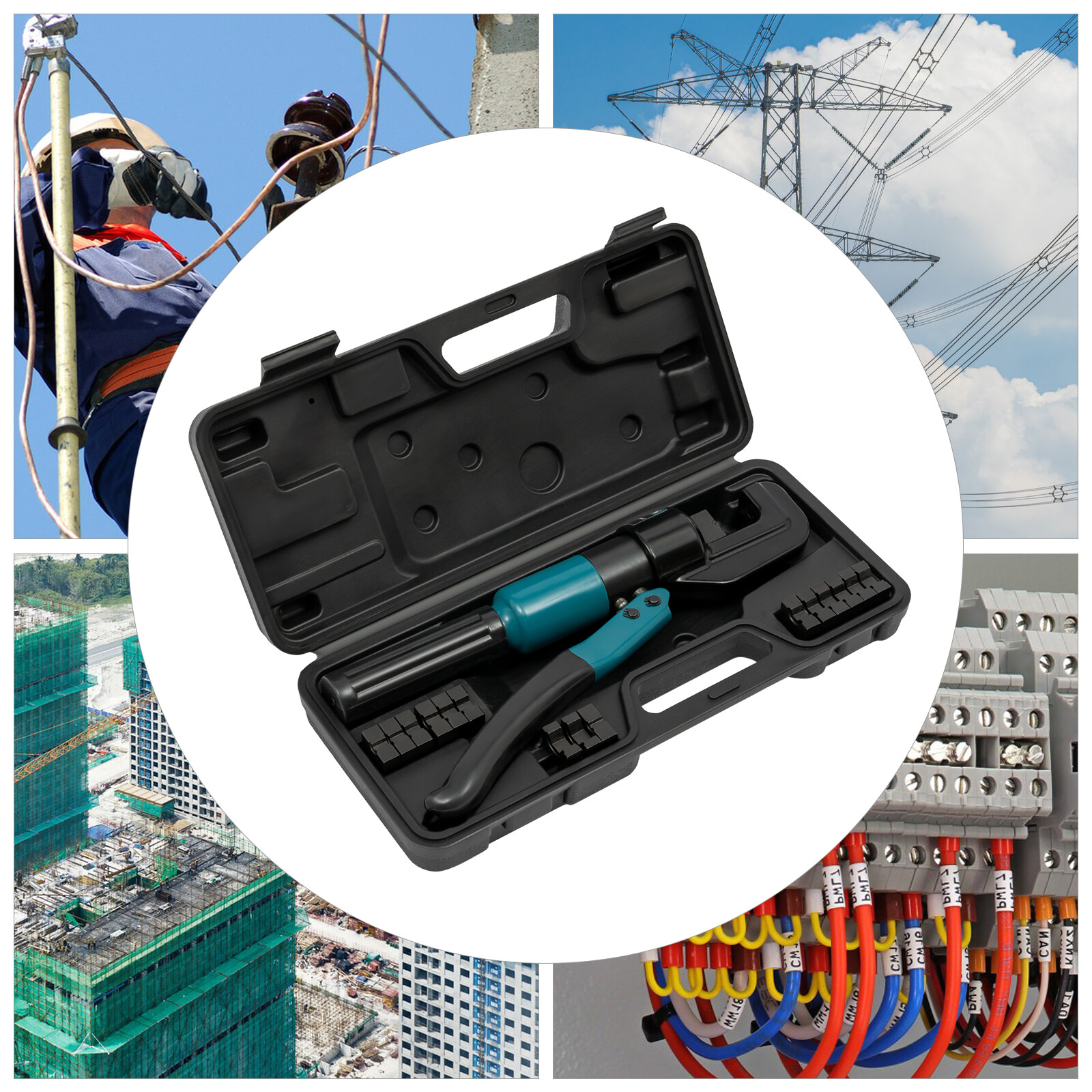 8T Hydraulic Crimper Crimping Tool Wire Rope Swaging Cable Railing Kit+8 Dies