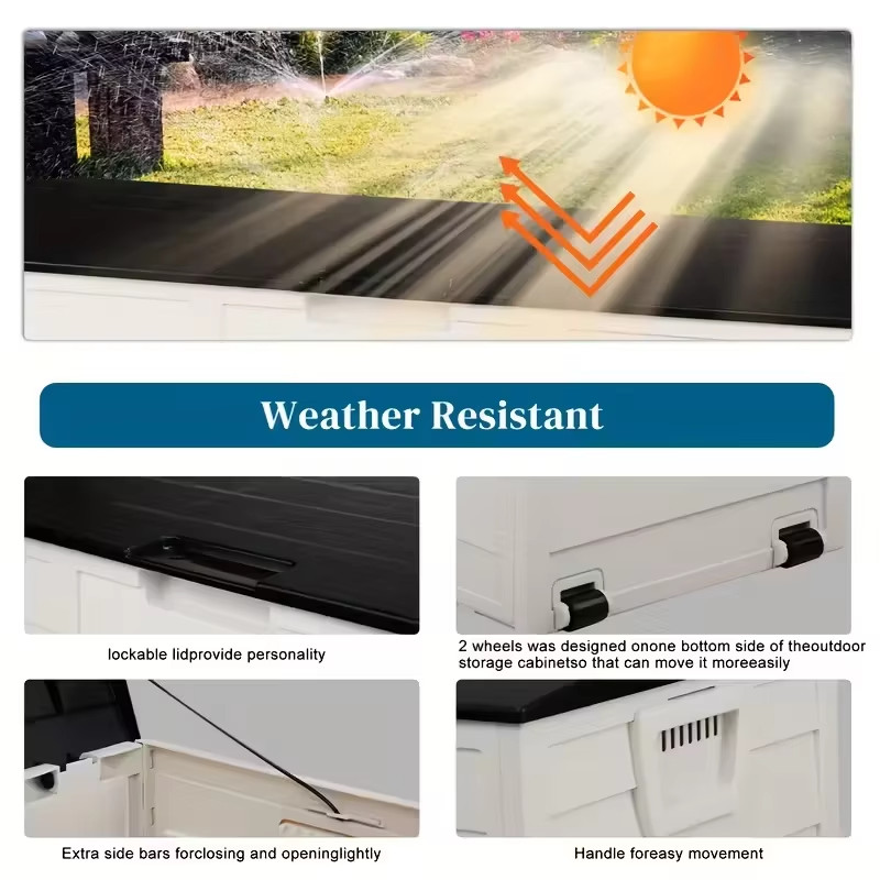 75 Gallon Outdoor Deck Storage Box Lockable Heavy Duty Plastic Garden Box