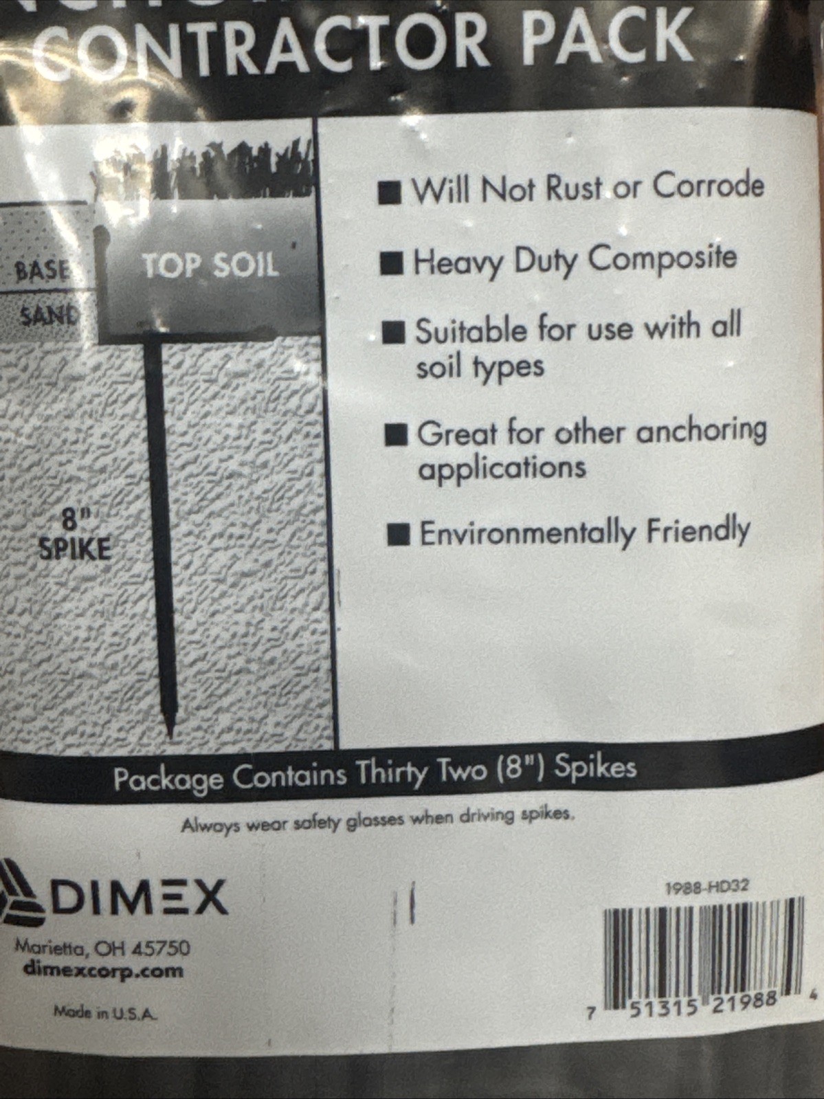 (32-Pk) Dimex Contractor Spikes Pack Nylon 1988-HD32