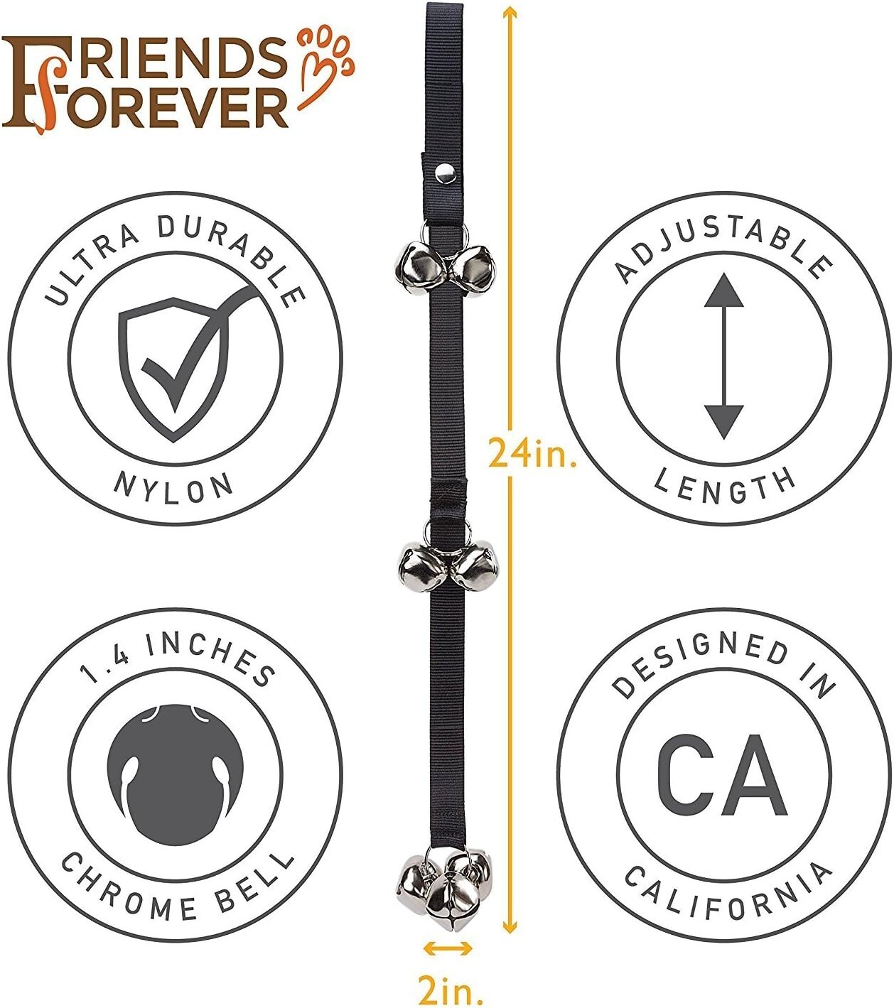 Dog Doorbell Quality Training Adjustable Dog Bell Outside Door Handle Bell