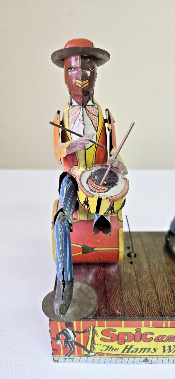 ANTIQUE WIND-UP MARX LITHOGRAPH TIN TOY "SPIC and SPAN" BAND - WORKING