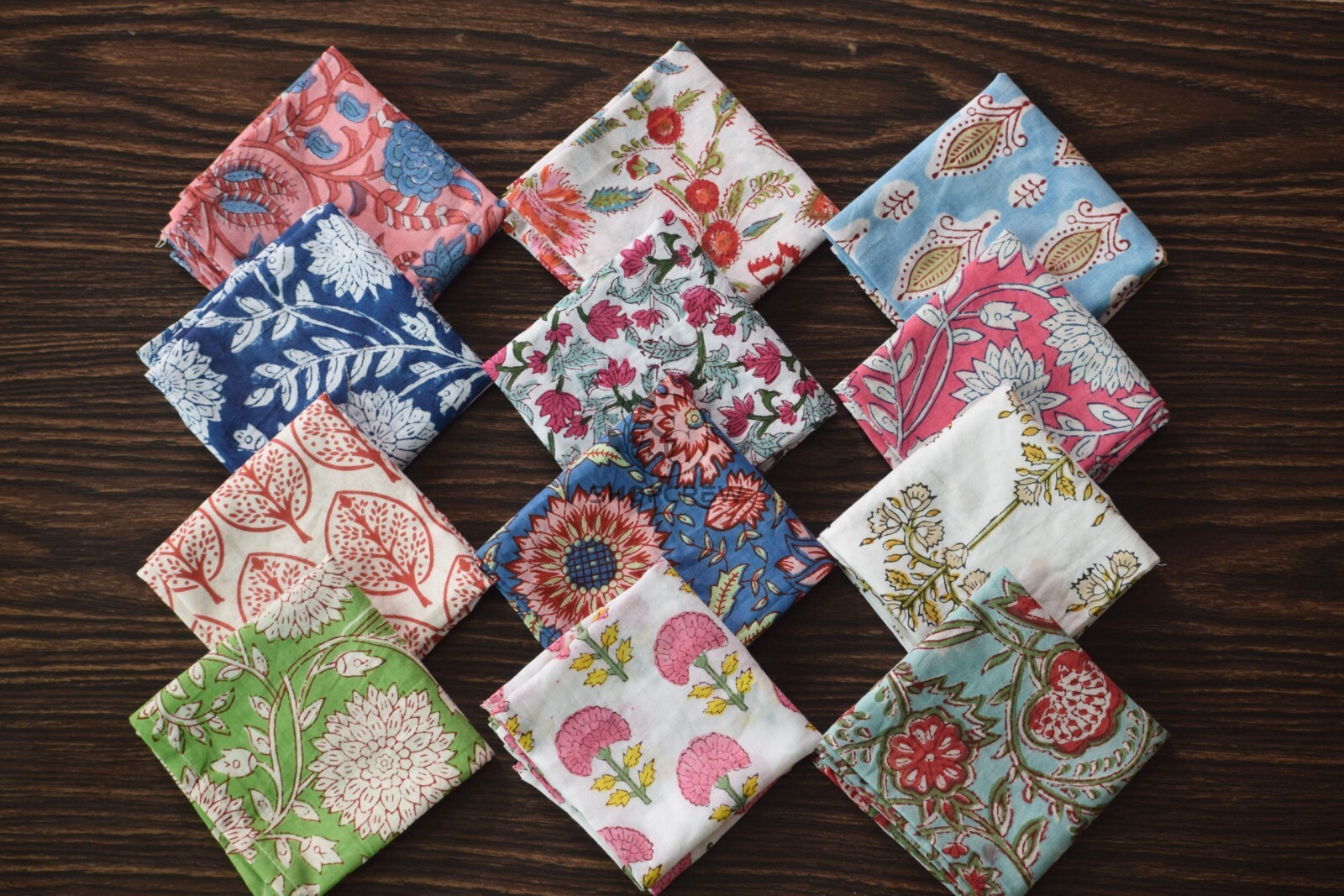 Assorted Hand Block Floral Printed Napkins 100 % Cotton Dinner Cloth Napkins