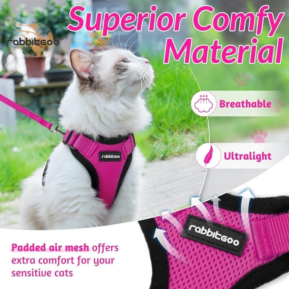 rabbitgoo Cat Harness & Leash Escape Proof Adjustable Vest Reflective Breathable