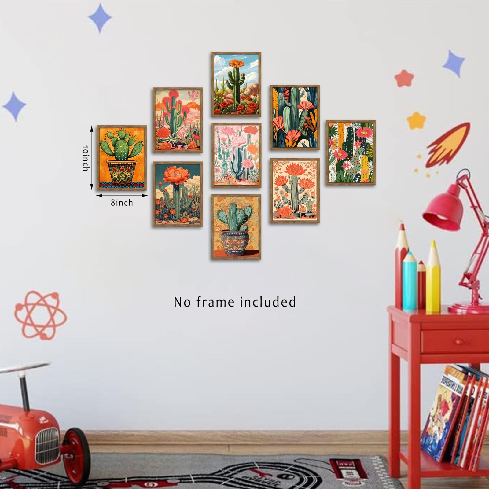 Vintage Desert Cactus Wall Art Prints Set of 9 – Mexican Botanical Cactus