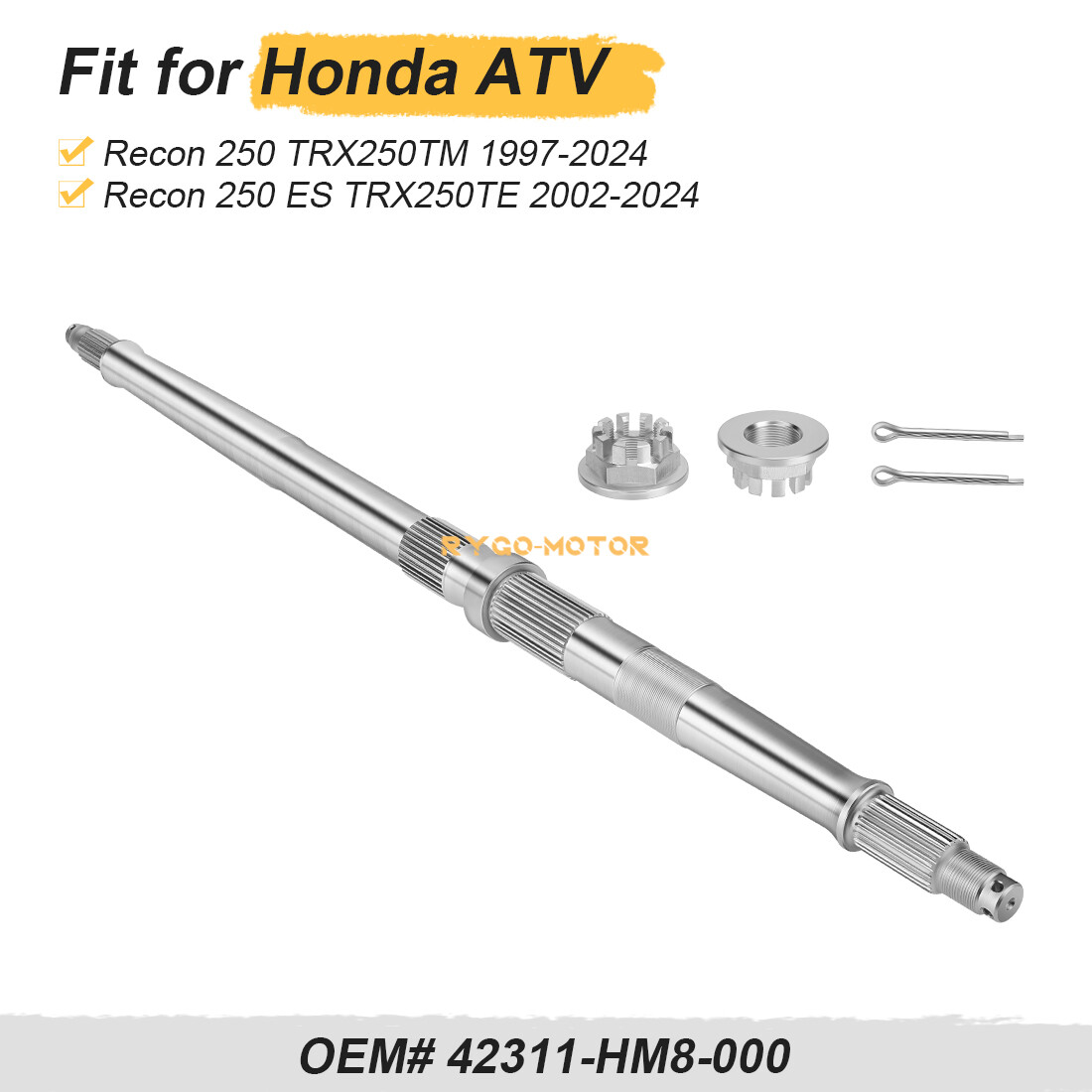 42311-HM8-000 Rear Axle & Nuts For Honda ATV Recon 250 TRX250TM TRX250TE 1997-24