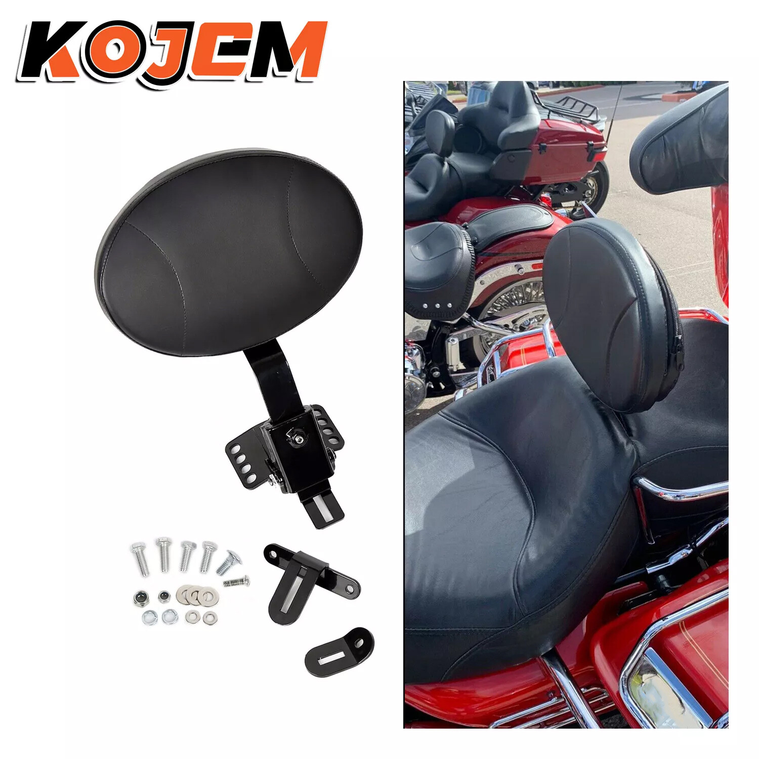 Rider Driver Backrest For Harley-Davidson Touring 97-24 One-Piece Slotted Seats