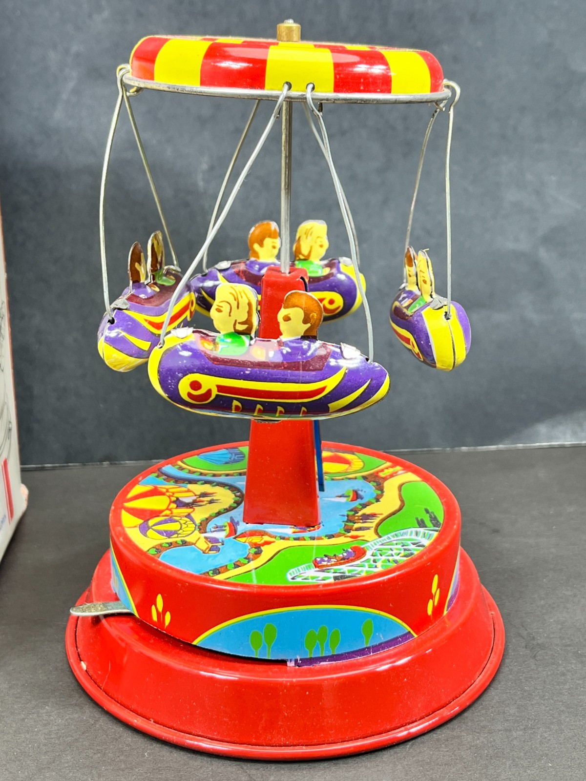 Rocket Ride Carousel Schylling Toys 2000 Vintage Tin Toy NOS in Box TESTED