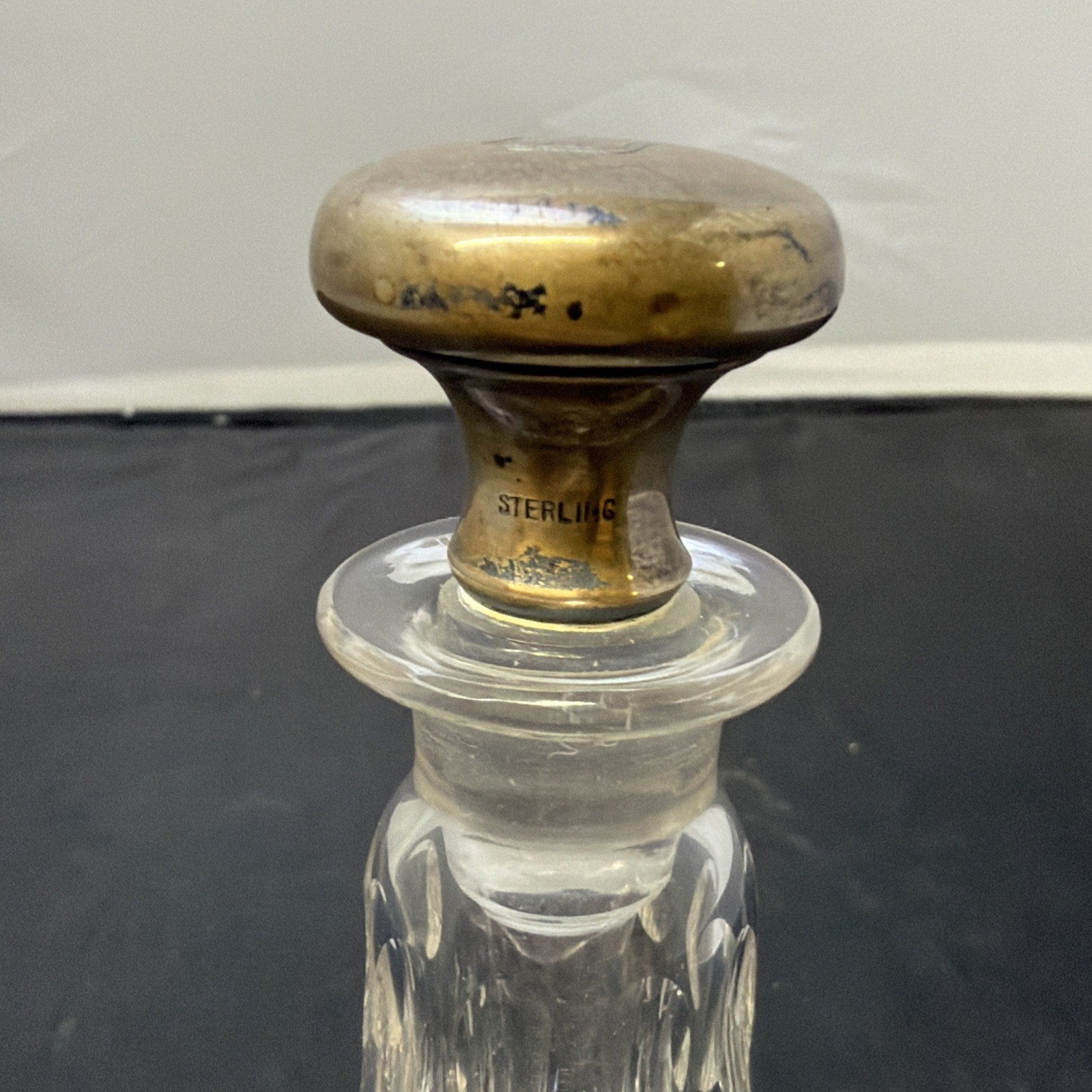 Antique 6” Decanter With Sterling Silver Top