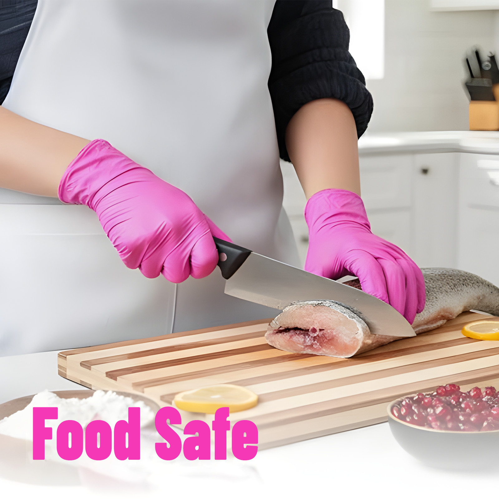 100Pcs Nitrile Exam Disposable Rose red Gloves, Latex & Powder Free