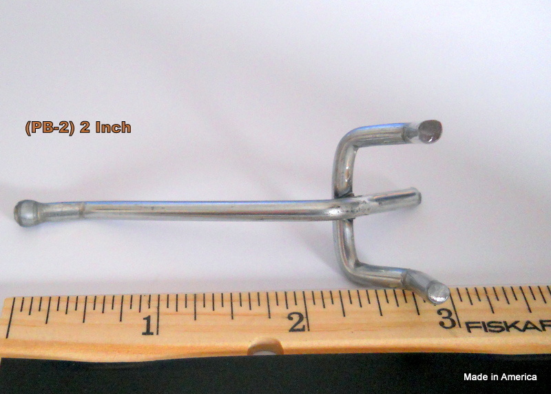 (125 PACK) 2 Inch Metal Peg Hooks 1/8 to 1/4" Pegboard Slatwall, Retail Garage