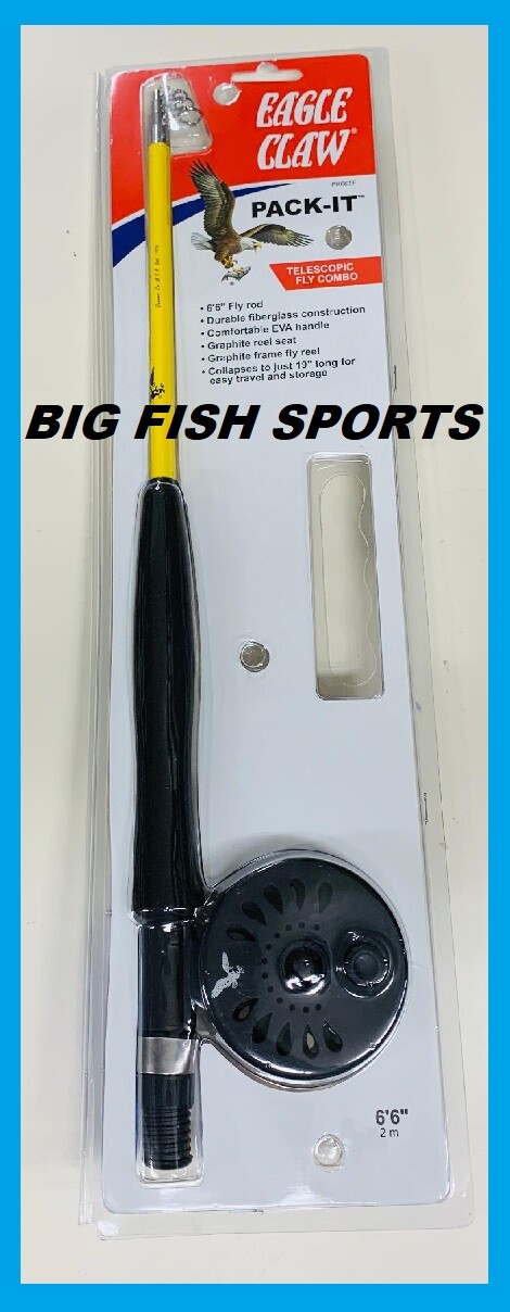 EAGLE CLAW Pack-It Telescopic Fly Rod/ Reel Combo 6'6" #PK66TF NEW FREE SHIPPING