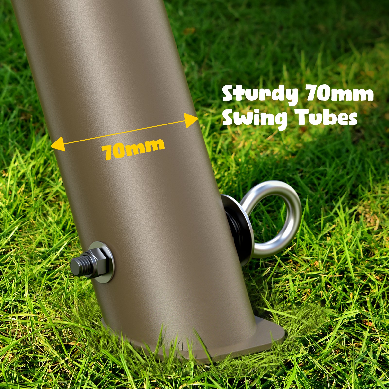 9.5ft Tall A-Frame Heavy Duty Metal Swing Set with 3 Swings and Trapeze Bar