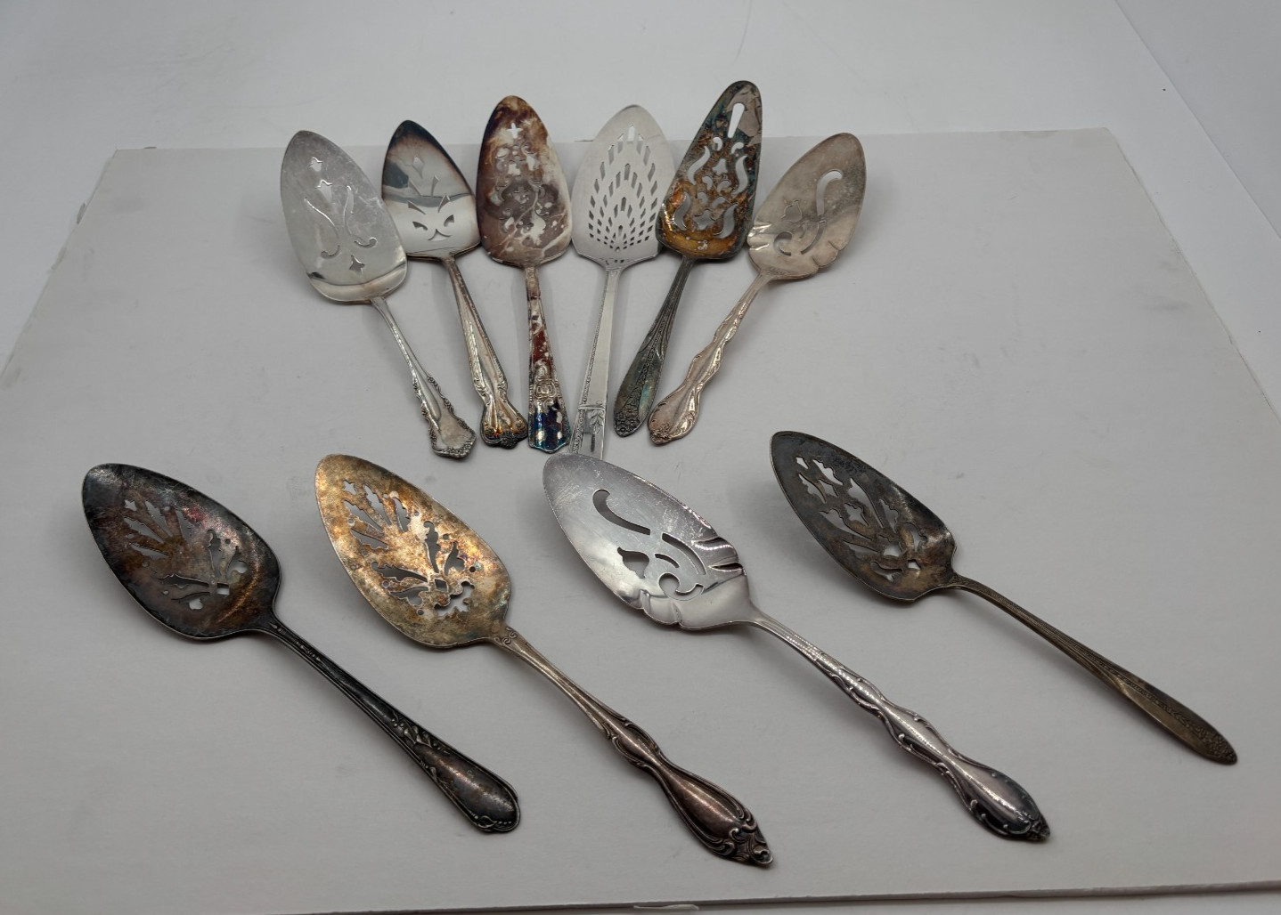 Lot of 10 Assorted Used Silverplate Pie Servers - Lot#53