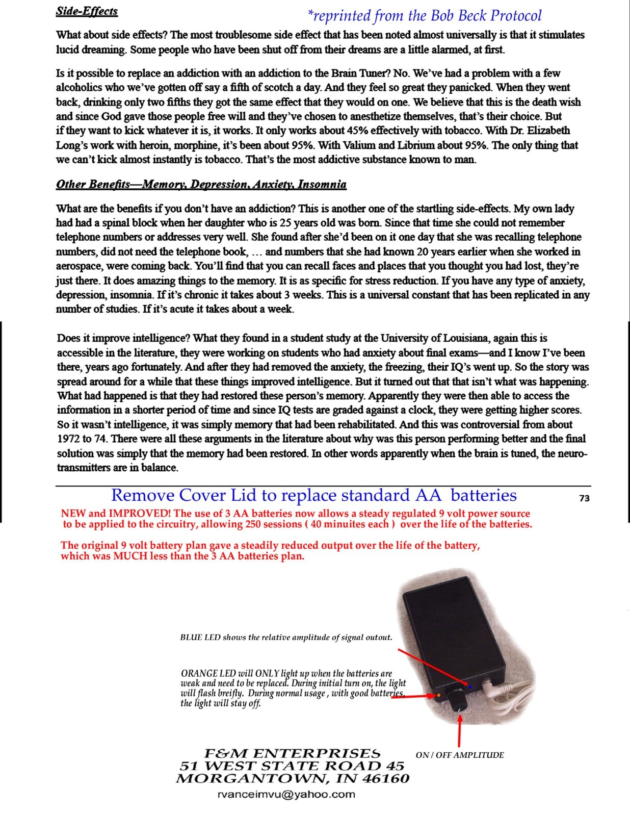 BOB BECK CES BRAIN TUNER Model BT-5 BATTERY POWERED TYPE