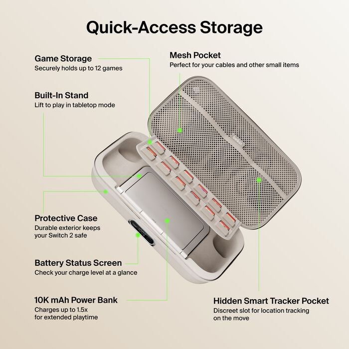 Gaming 30W Charging Case Pro for Nintendo Switch 2, Sand