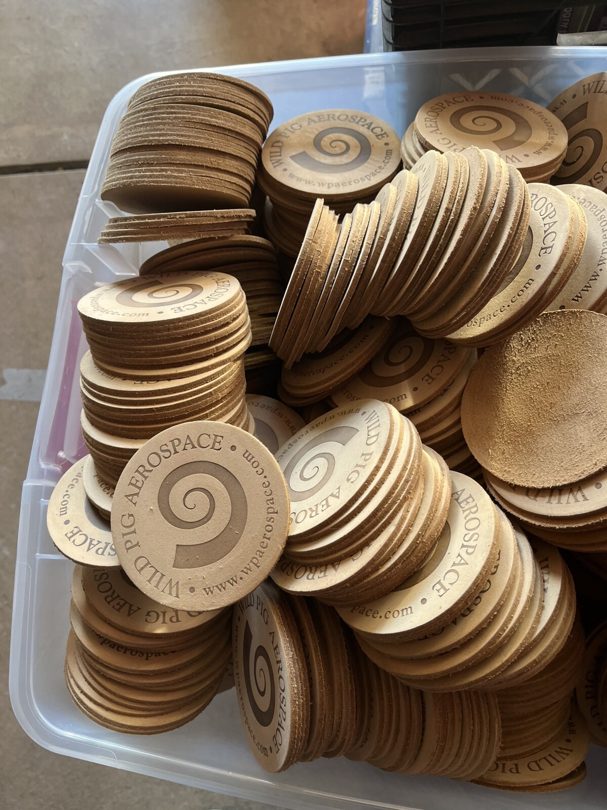 Lot Of 1500 Leather Beer Drink Coasters Wild Pig Aerospace Pilot USAF