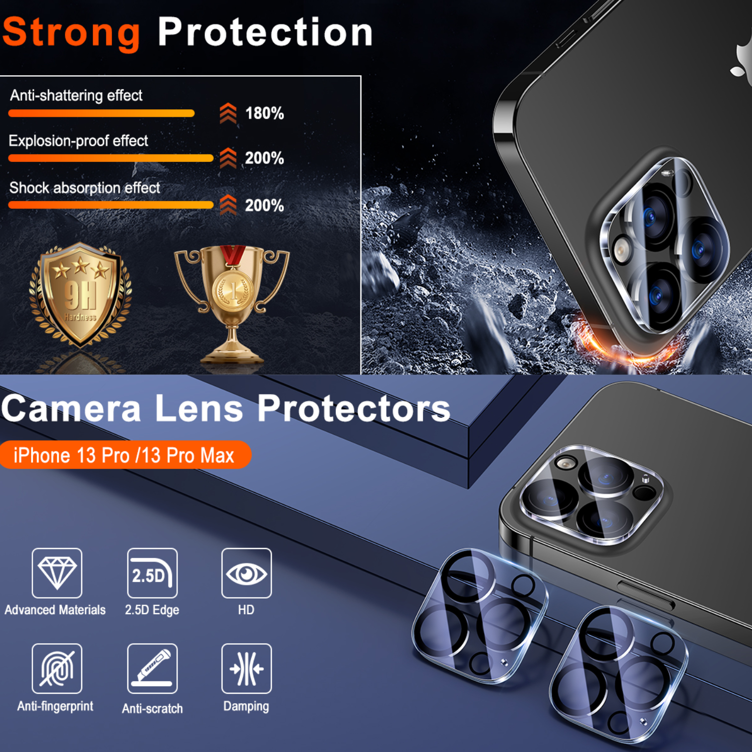 3 Pack For iPhone 14 13 12 11 Pro Max Tempered Glass Camera Lens Cover Protector