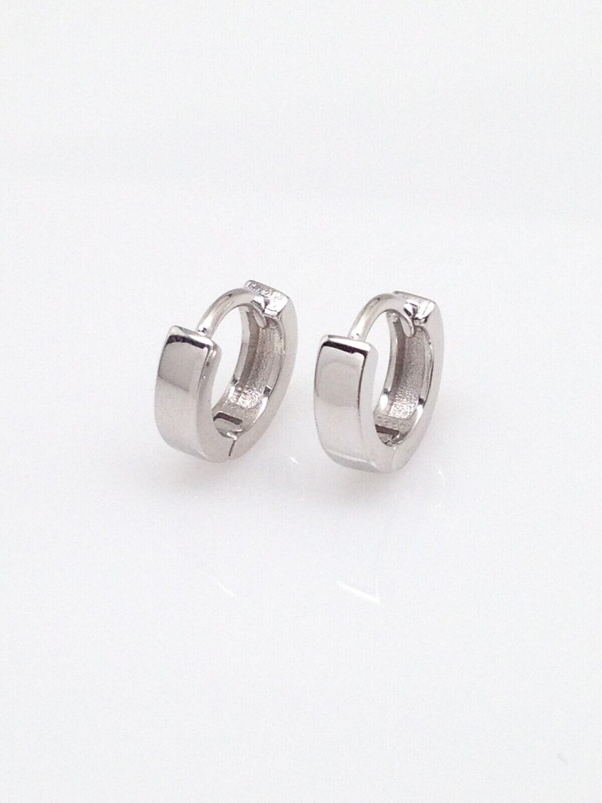 Plain Huggie Hoop Earrings 925 Sterling Silver 9x2.2mm (0.35") VERY SMALL / TINY