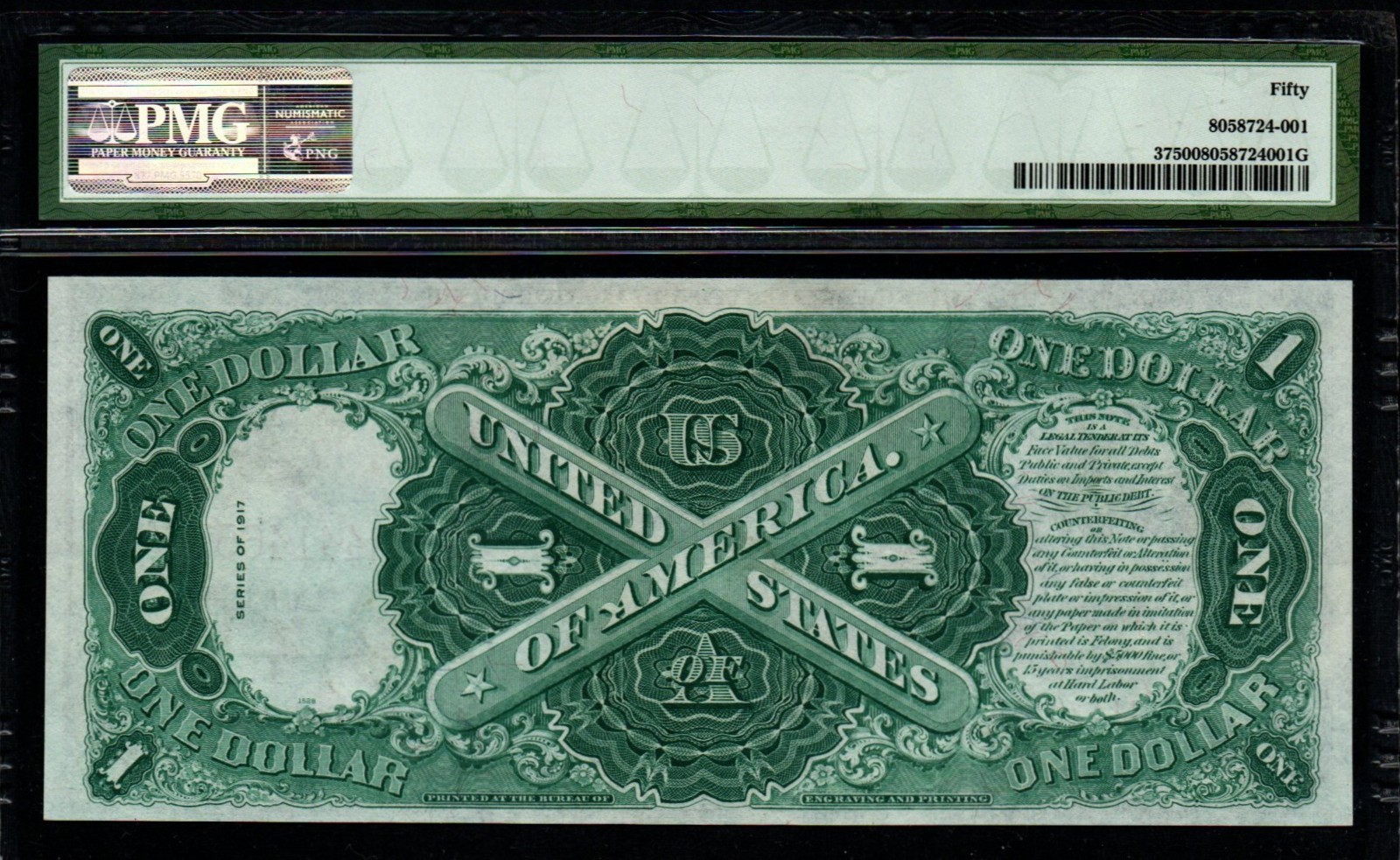 1917 $1 LARGE Size PMG ABOUT UNC 50 Legal Tender United States Note!