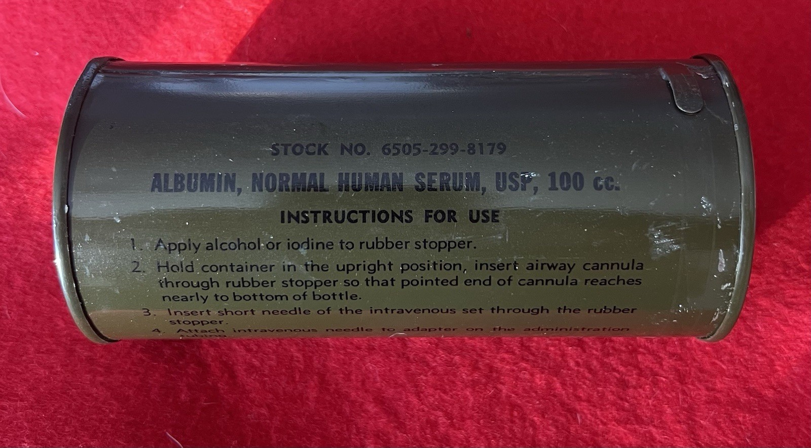 Vietnam War Era US Serum Albumin Can LRRP SEAL SOG MIKE FORCE First Aid Medic