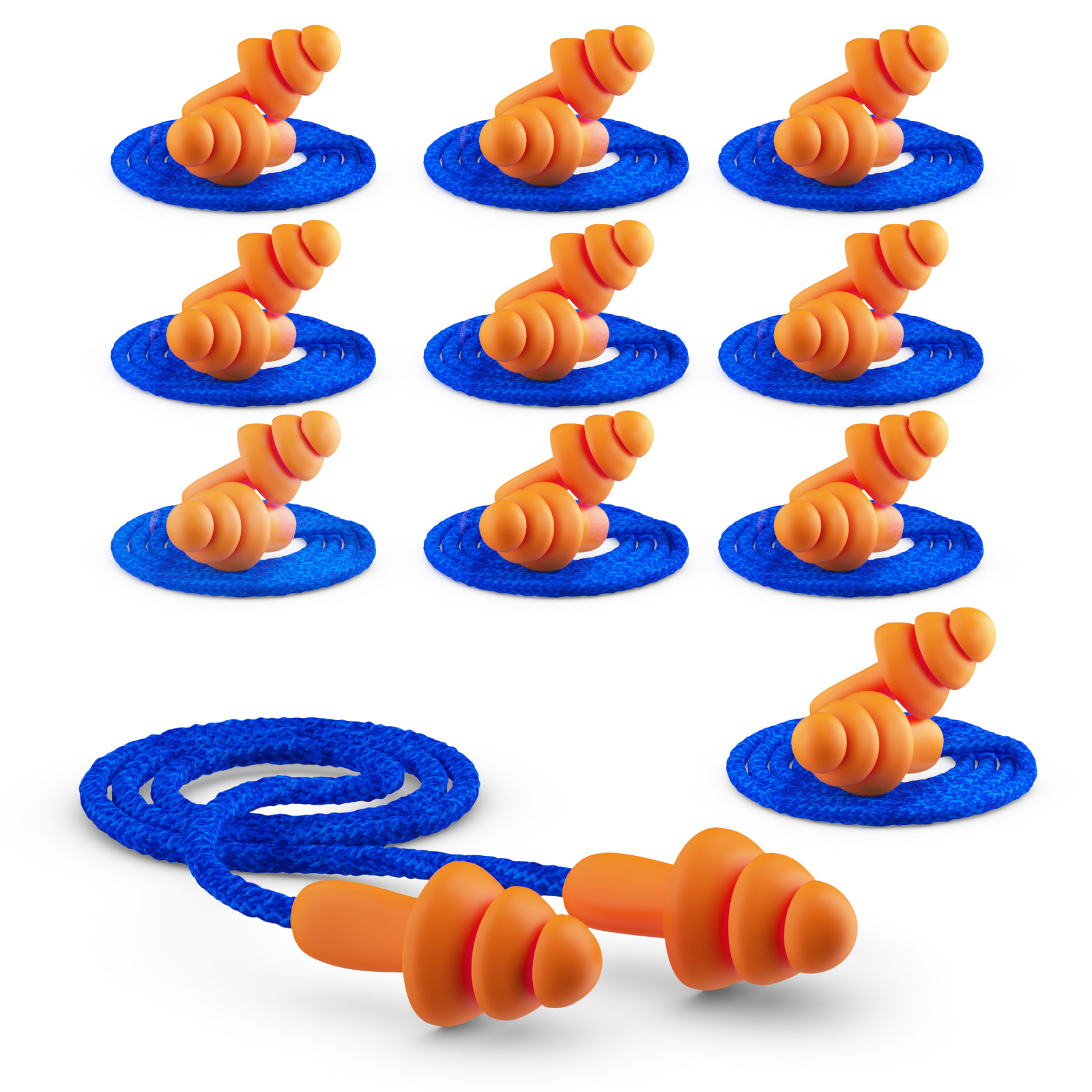 20 Pair Reusable Corded Earplugs Silicone Hearing Protection Shooting Motorcycle